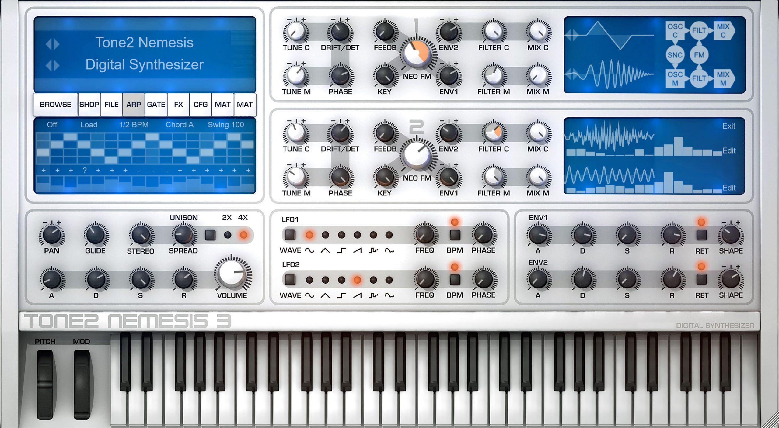 Tone2 Nemesis 3 synthesizer interface screenshot