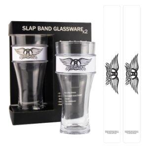 Aerosmith 2 Pack Slap Band Glassware Black Band W/white Walk This Way Grpahic