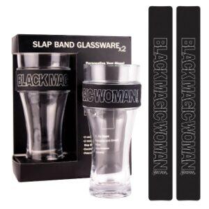 Santana 2 Pack Slap Band Glassware Black Slap Band W/white Black Magic Woman