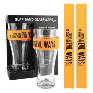 Santana 2 Pack Slap Band Glassware Orange Slap Band W/black Evil Ways
