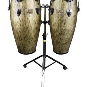 Kinetic Gold Series Congas – Black Powder with Double Stand