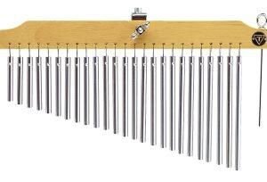 25 Chrome Chimes with Natural Finish Wood Bar