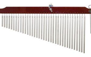 36 Chrome Chimes with Brown Finish Wood Bar