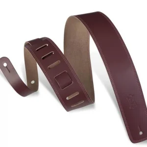 Genuine Leather Guitar Strap – Burgundy