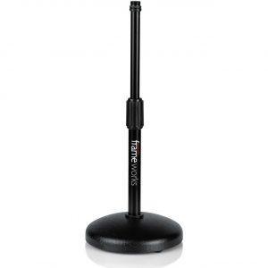 Desktop Microphone Stand With Round Weighted Base & Adjustable Height