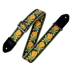 Woven Cotton Guitar Strap – Yellow Rosa