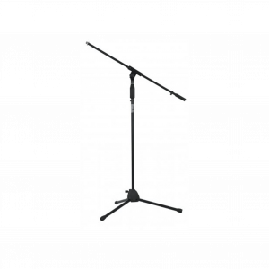 Rok-it Tubular Microphone Stand With Fixed Boom Included. Tripod Design For Compact Sto