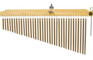 36 Chrome and Gold Chimes with Natural Finish Wood Bar