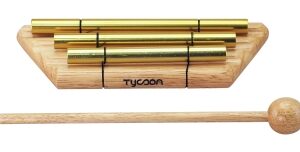 3 Gold Plated Chimes on Siam Oak Bar