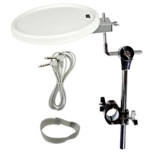 KAT 11-Inch White Dual Pad with Tom Arm, Clamp, 8-Foot Cable, and Velcro Tie