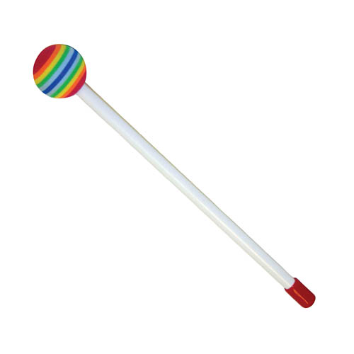 Mallet, Rainbow, 3/8“ X 8”, White Plastic Handle, 36mm Multi-colored Foam Head - Image 2