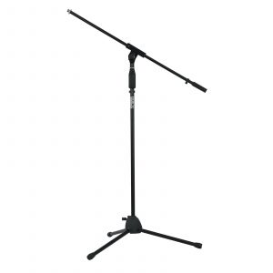 Rok-it Tubular Microphone Stand With Fixed Boom Included. Tripod Design For Compact Sto