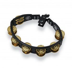 LP Cyclops Mounted Tambourine - Black with Dimpled Brass Jingles