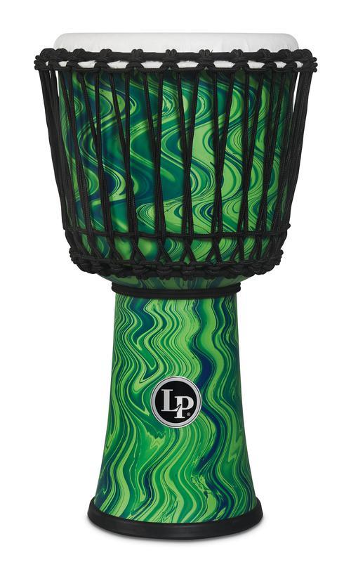 LP 10-Inch Rope Tuned Circle Djembe With Perfect-pitch Head - Green Marble - Image 2