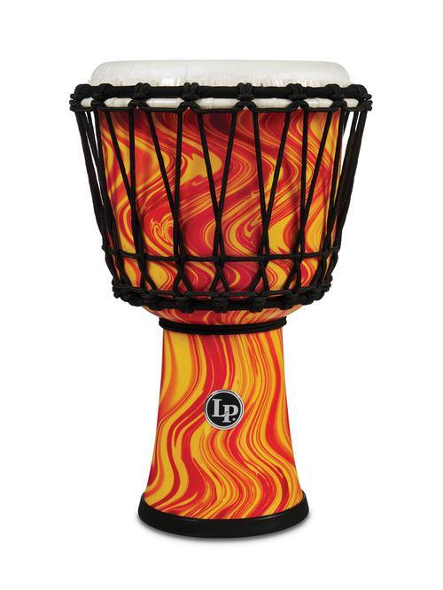 LP 7-Inch Rope Tuned Circle Djembe With Perfect-pitch Head - Orange Marble - Image 2