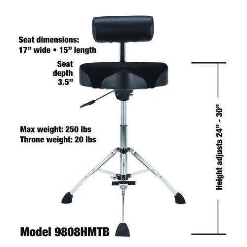 Gibraltar 9808HMTB Tall Hydraulic 16-inch Cordura Saddle Stool with Backrest and Footrest - Image 7
