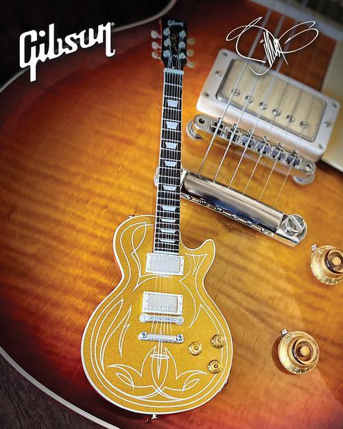 Billy F Gibbons “Pinstripe” Gibson Les Paul Goldtop Mini Guitar Model - Image 4