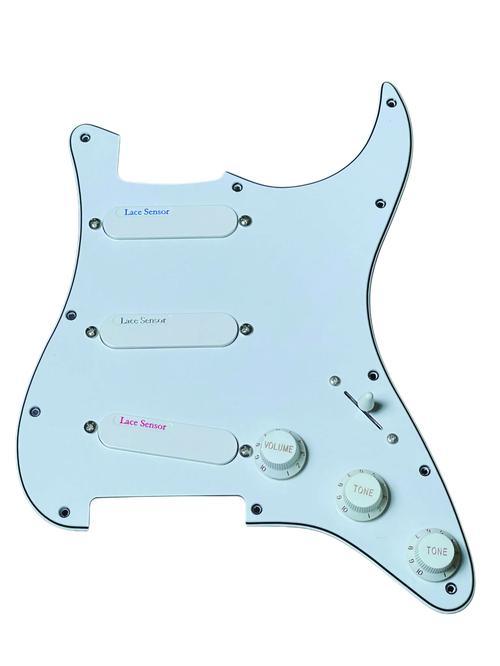 Lace Sensor Blue/Silver/Red S/S/S Loaded Pickguard – 3-Ply – White - Image 2