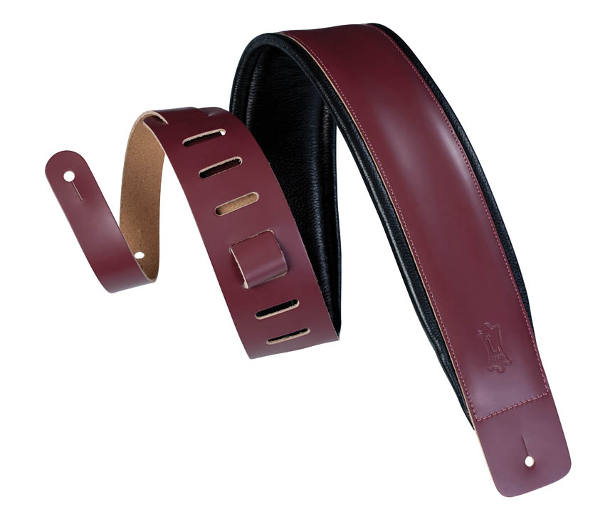 Genuine Leather Guitar Strap – Burgundy