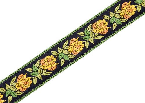 Woven Cotton Guitar Strap – Yellow Rosa - Image 2