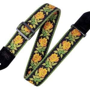 Woven Cotton Guitar Strap – Yellow Rosa