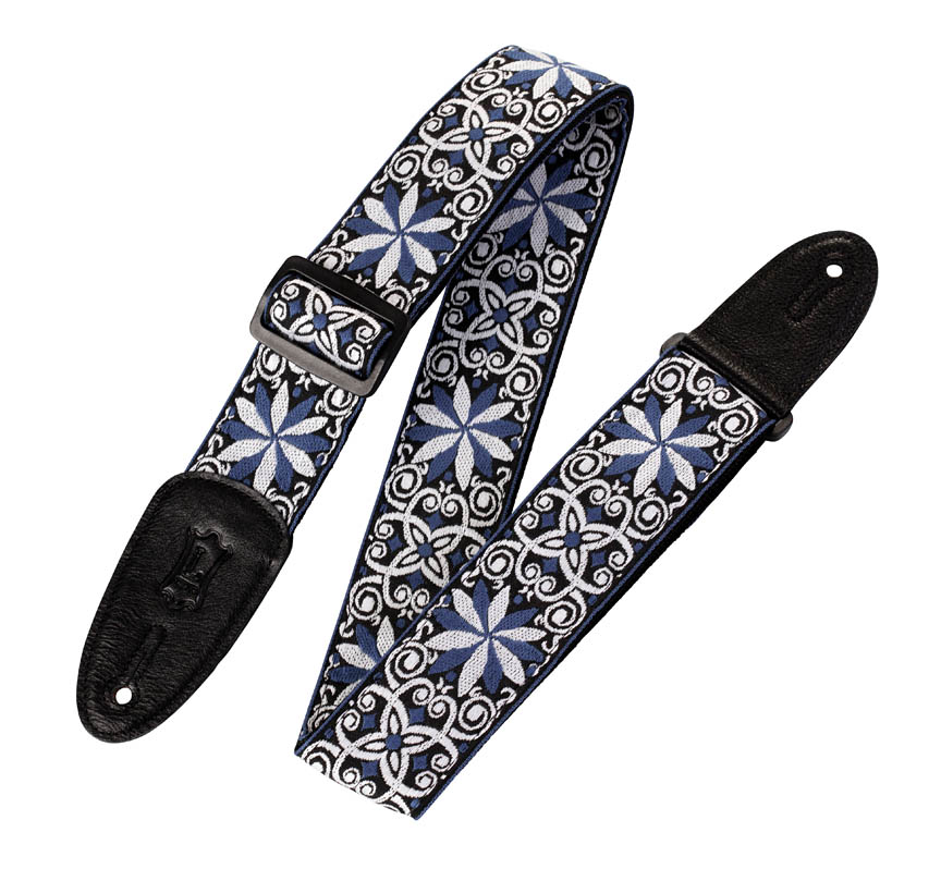 '60s Hootenanny Jacquard Weave Guitar Strap – Floral Blue