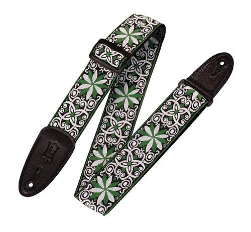 '60s Hootenanny Jacquard Weave Guitar Strap – Floral Green
