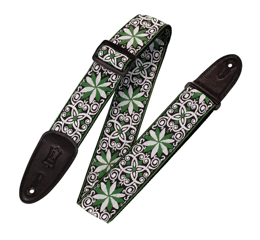 '60s Hootenanny Jacquard Weave Guitar Strap – Floral Green