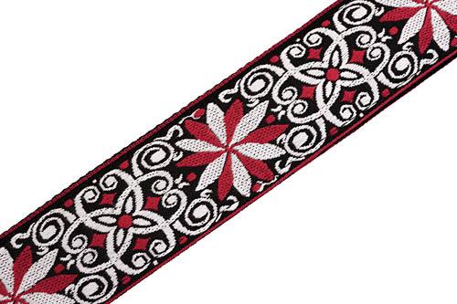 '60s Hootenanny Jacquard Weave Guitar Strap – Floral Red - Image 2