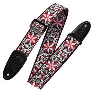 '60s Hootenanny Jacquard Weave Guitar Strap – Floral Red