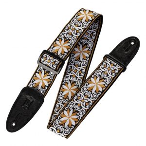 '60s Hootenanny Jacquard Weave Guitar Strap – Floral Yellow