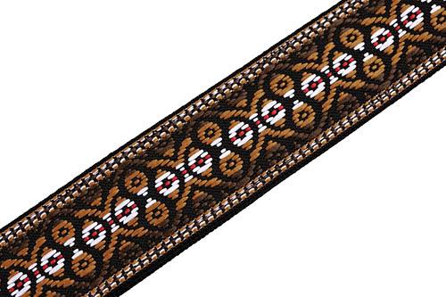 '60s Hootenanny Jacquard Weave Guitar Strap – Brown, Black & Yellow - Image 2