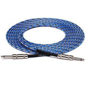 Cloth Guitar Cable, Hosa Straight to Same, 18 ft, Blue/White/Black