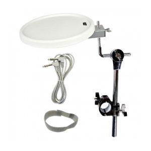 KAT 11-Inch White Dual Pad with Tom Arm, Clamp, 8-Foot Cable, and Velcro Tie