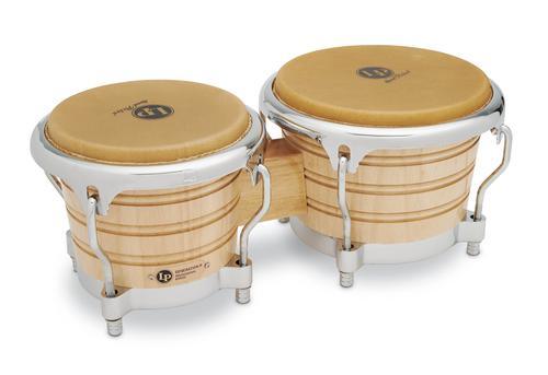 Latin Percussion LP201AX-2 7-1/4" and 8-5/8" Bongos - Natural with Chrome Hardware - Image 2