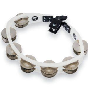 LP LP162 Cyclops Mounted Tambourine - White With Steel Jingles