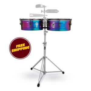Latin Percussion Tony Succar Signature Timbales - Rainbow Chrome/Black Nickel