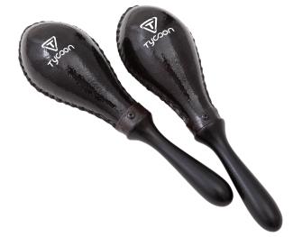 Large Black Oval Rawhide Maracas