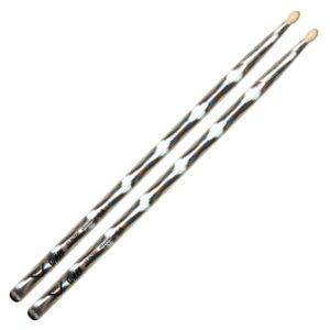 Color Wrap 5A Silver Optic Drum Sticks