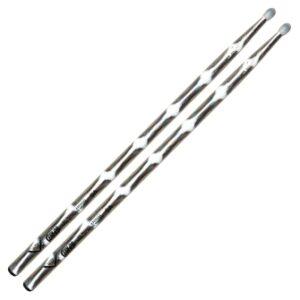 Color Wrap 5A Silver Optic Drum Sticks