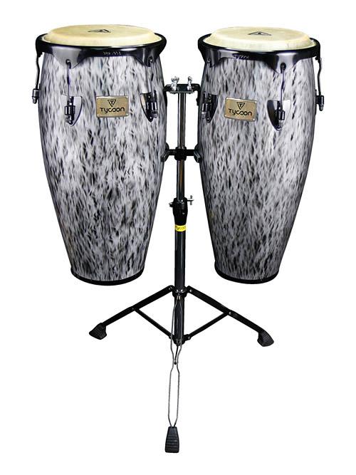 Tycoon Kinetic Steel Series Congas - Black Powder with Double Stand - Image 2