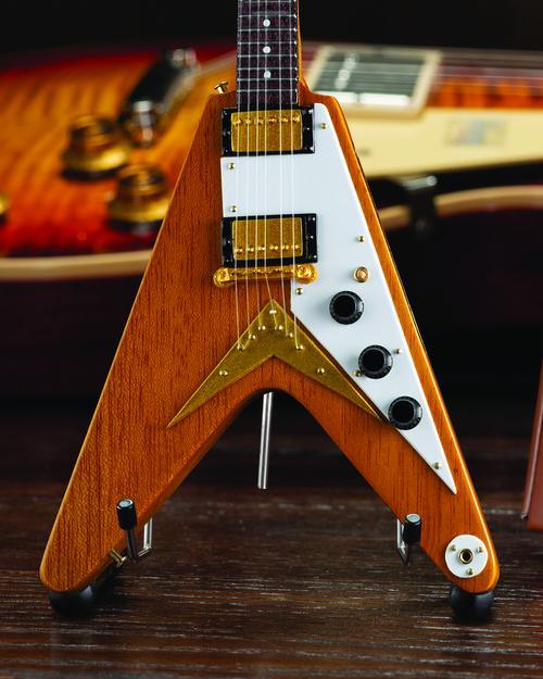 Gibson 1958 Korina Flying V Mini Guitar Replica - Image 5