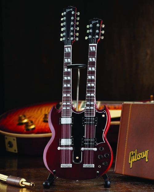 Gibson SG Eds-1275 Doubleneck Cherry Mini Guitar Replica - Image 4