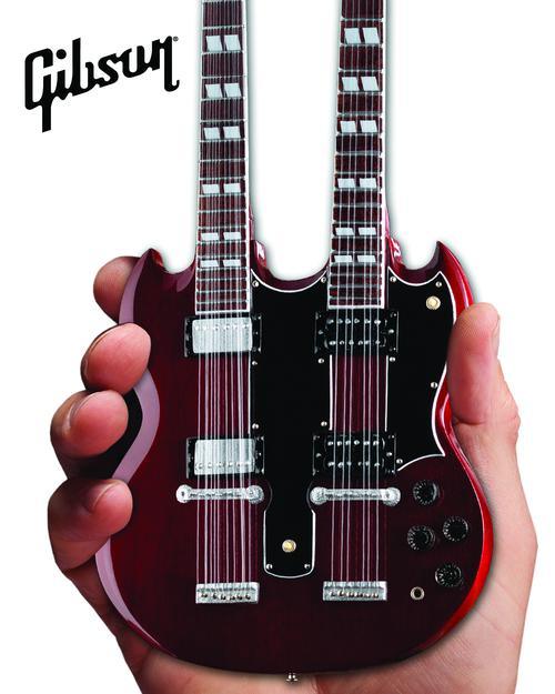 Gibson SG Eds-1275 Doubleneck Cherry Mini Guitar Replica - Image 6
