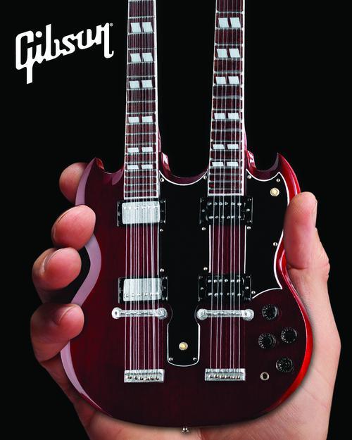 Gibson SG Eds-1275 Doubleneck Cherry Mini Guitar Replica - Image 8