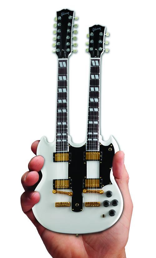 Gibson SG Eds-1275 Doubleneck White Mini Guitar Replica - Image 2