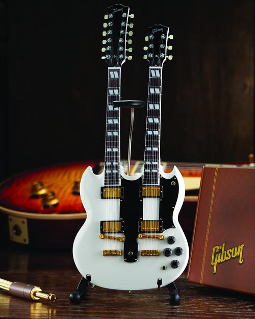 Gibson SG Eds-1275 Doubleneck White Mini Guitar Replica - Image 4