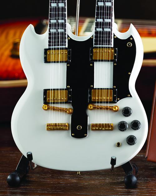 Gibson SG Eds-1275 Doubleneck White Mini Guitar Replica - Image 5