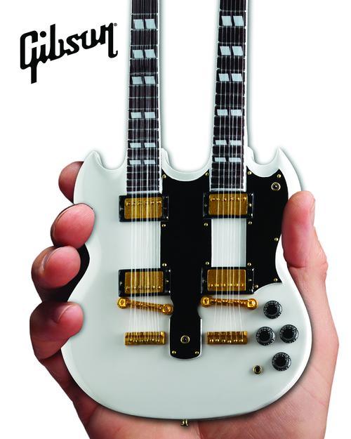 Gibson SG Eds-1275 Doubleneck White Mini Guitar Replica - Image 6