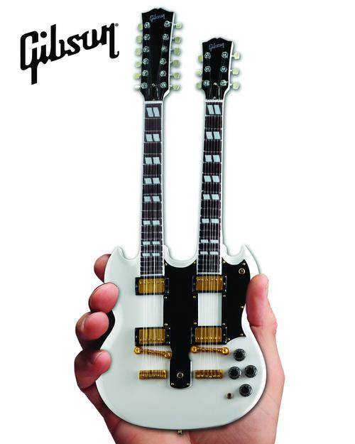 Gibson SG Eds-1275 Doubleneck White Mini Guitar Replica - Image 7